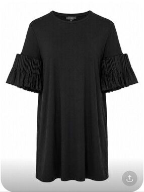 Sid Neigum Black Pleated Sleeve Tunic Dress Avant Garde Size L